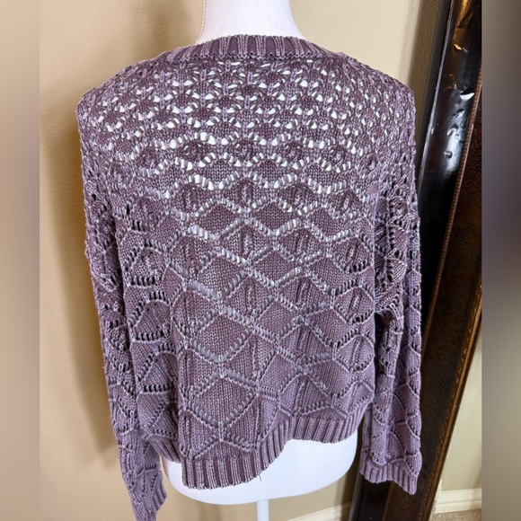 Full tilt extra large women’s purple knit sweater 100% cotton cropped - Picture 2 of 11
